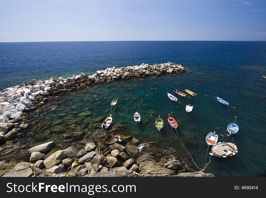 Topview on the sea boats, Italy. Topview on the sea boats, Italy