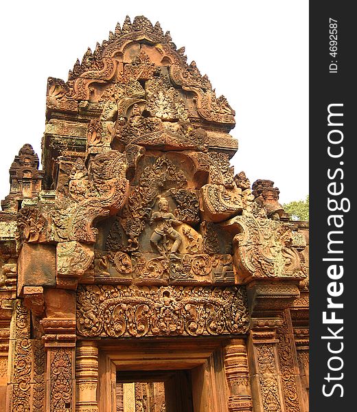 Wood Carving On A Temple In Angkor Wat, Cambodia