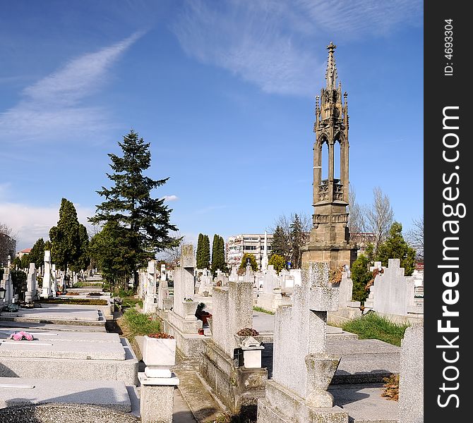 A view with a cemetery in romania