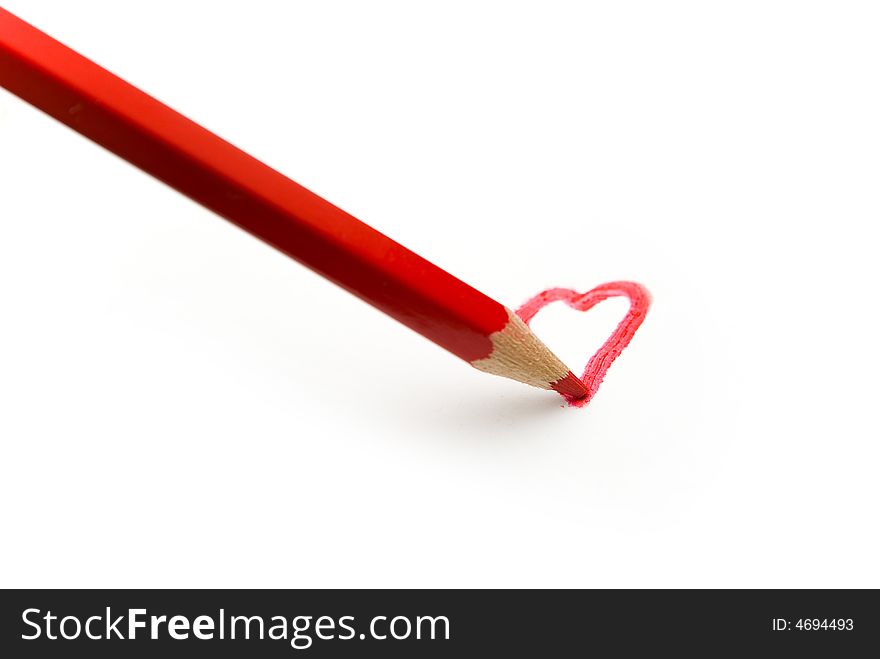 Heart drawing with red pencil