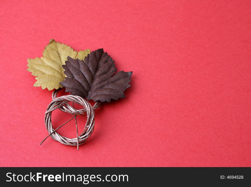 Autumn Leaves with copper sprayed woven rings