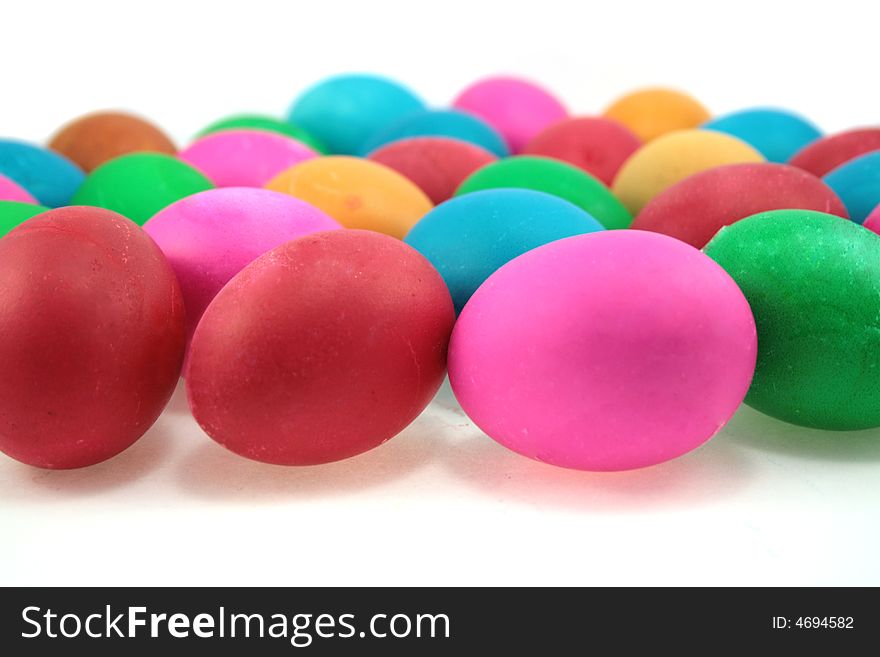 Coloured easter eggs isolated onwhite
