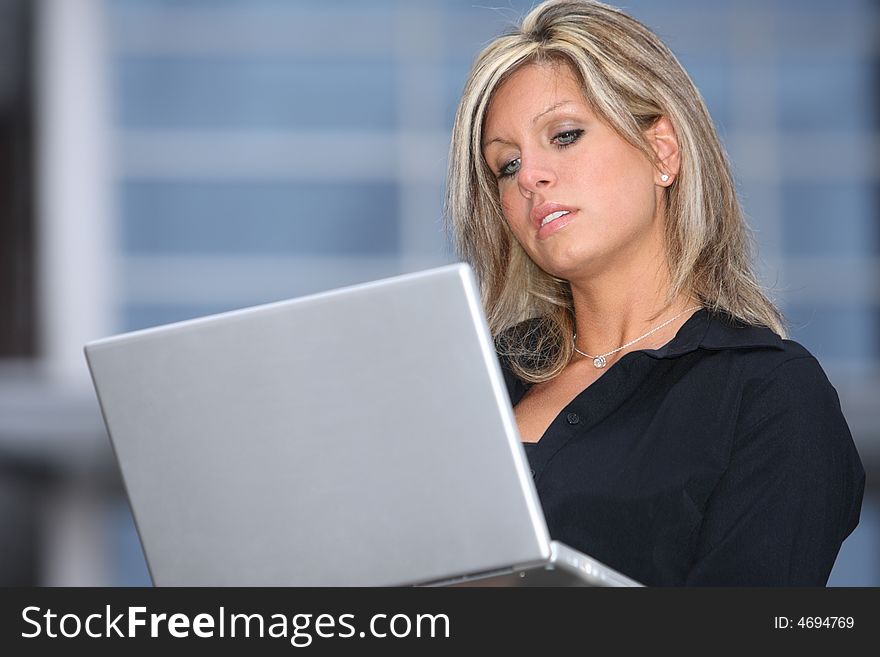 Business Woman Working on a Computer. Business Woman Working on a Computer