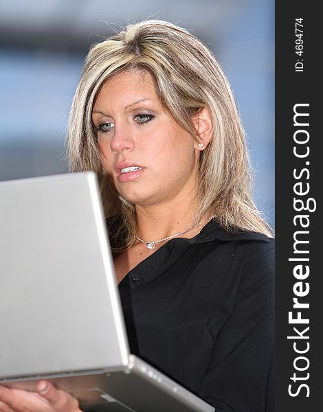 Business Woman Working on a Computer