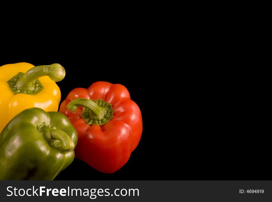 Bell Peppers on a black background