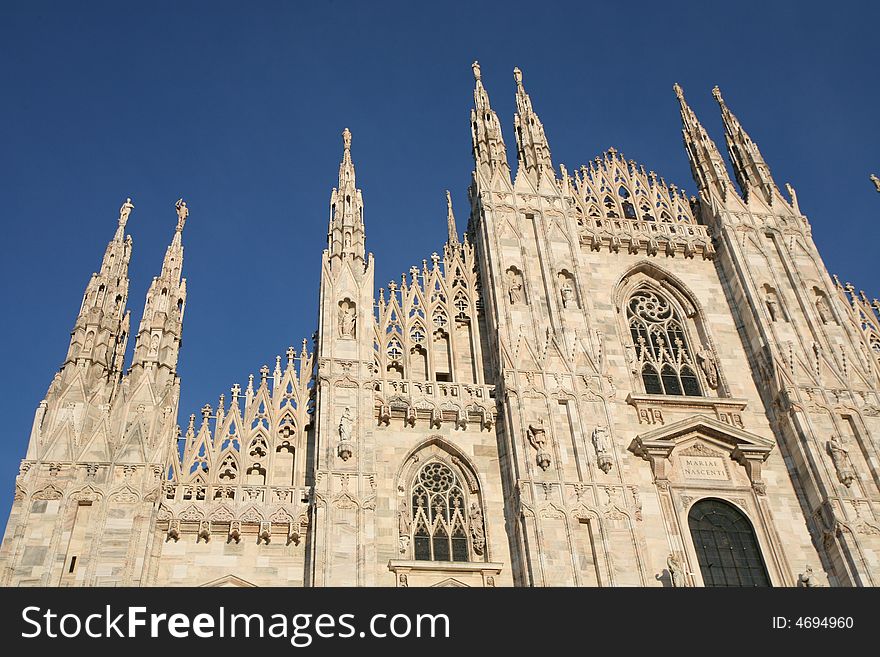 The famous spires of Duomo di Milano, cathedral in Milan, Italy. The famous spires of Duomo di Milano, cathedral in Milan, Italy