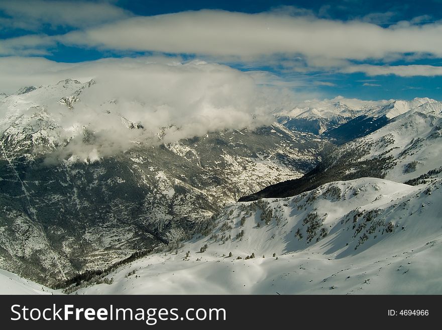 A view from 2500m over the french alps. A view from 2500m over the french alps