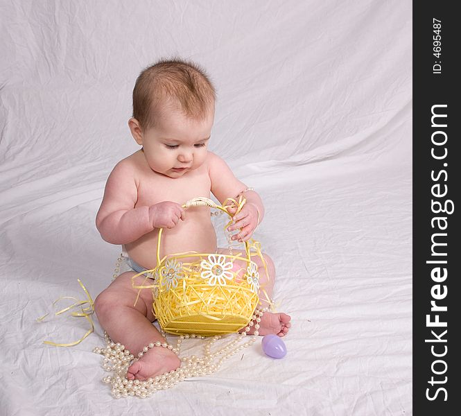 Baby celebrating first Easter season. Baby celebrating first Easter season