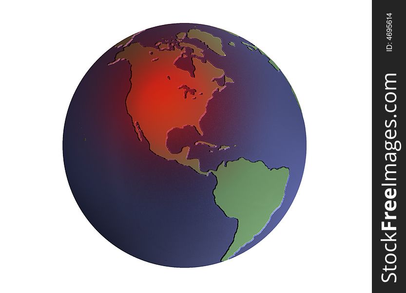 Image Of Earth With Red USA