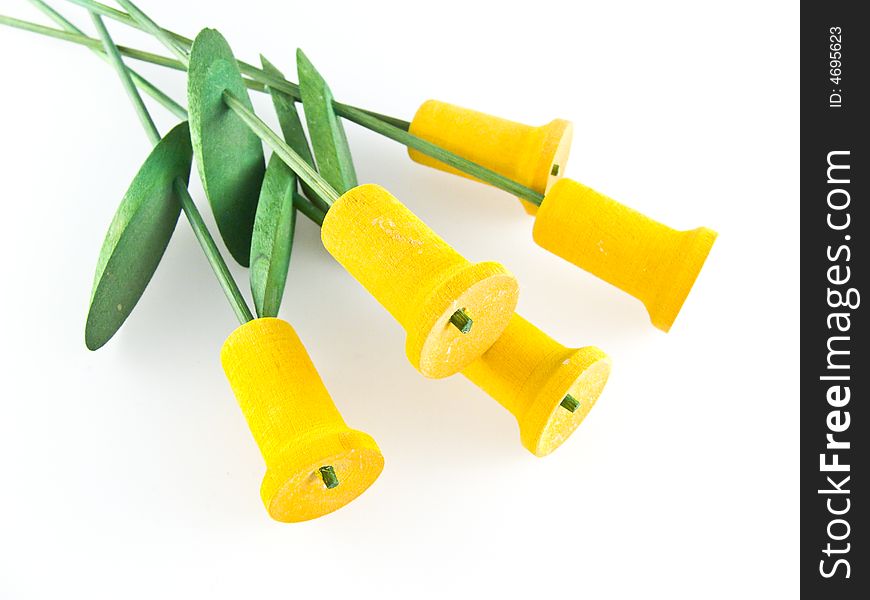 Yellow tulips isolated on white background