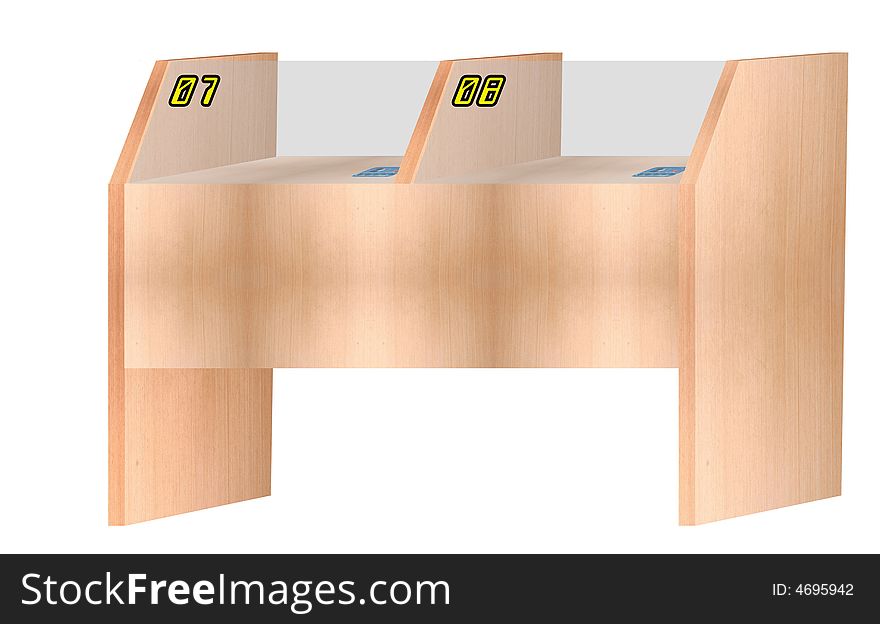An library desk with numbering on back view. An library desk with numbering on back view