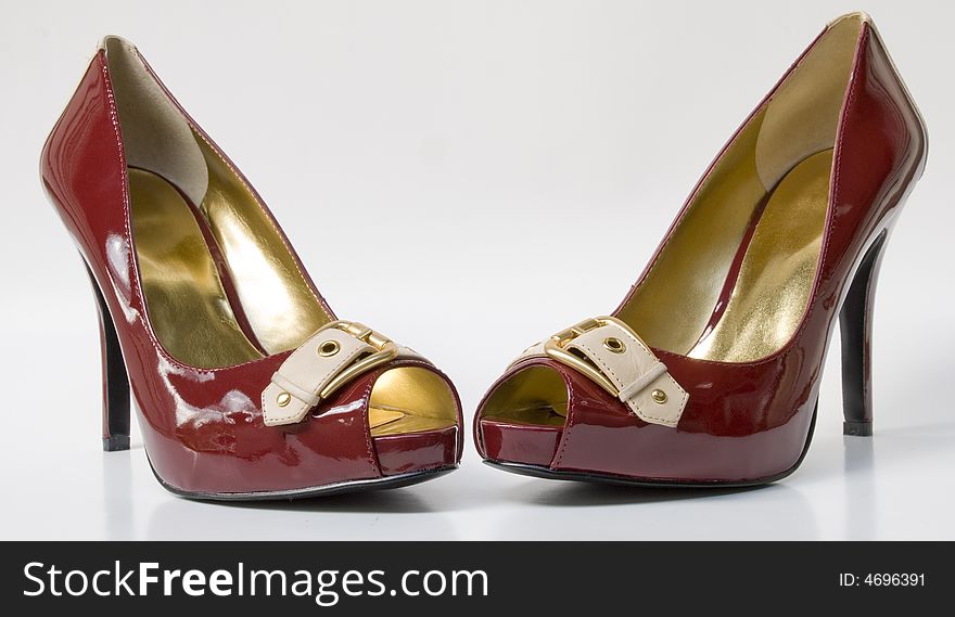 Shiny red high heels
