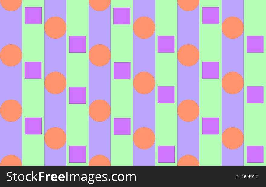 Grape & lime stripes pulsating with violet squares and orange circles creating a diagonal movement. Grape & lime stripes pulsating with violet squares and orange circles creating a diagonal movement.