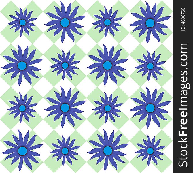 Blue eyed Susan flowers on a green checkered plaid back round. Blue eyed Susan flowers on a green checkered plaid back round
