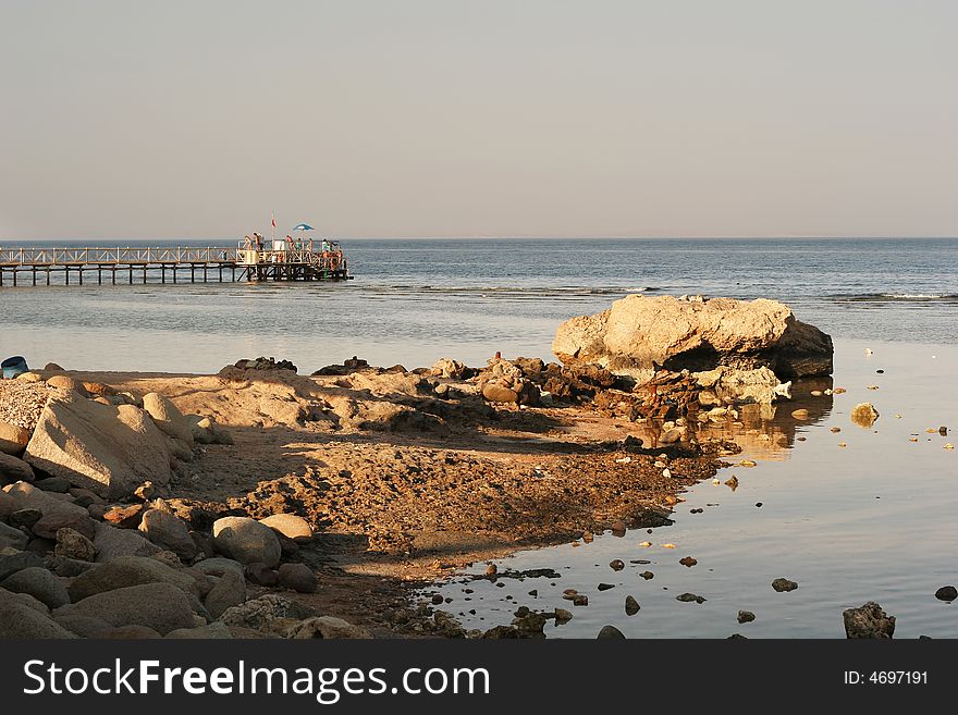 Evening on the beach on red sea. Evening on the beach on red sea