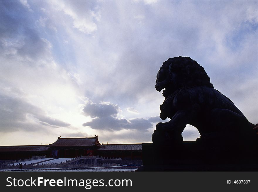 Bronze guardian lion, the Forbidden City, Beijing, China