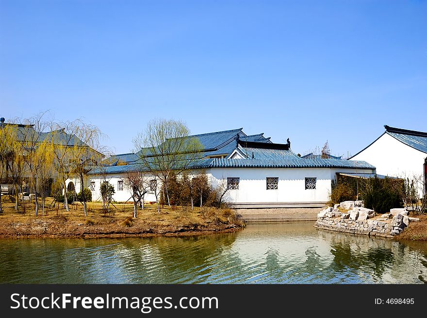 Chinese water town scene in spring. Chinese water town scene in spring