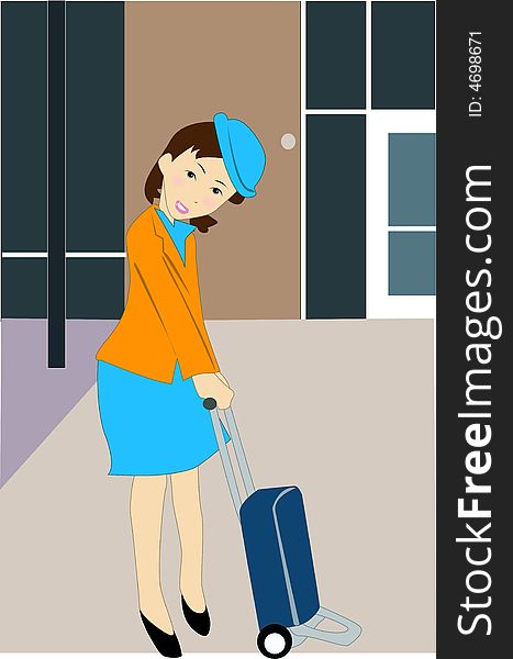The vector image of the stewardess in a uniform