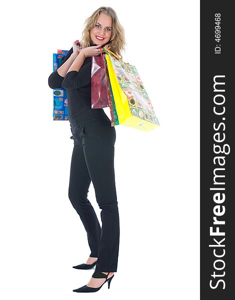 Expressive woman shopping