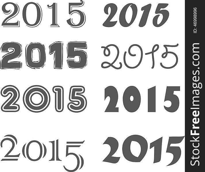 Different styles of 2015, can be used in many designs. Different styles of 2015, can be used in many designs
