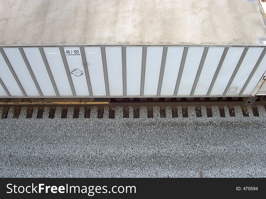 A rail freight car viewed from above. A rail freight car viewed from above.
