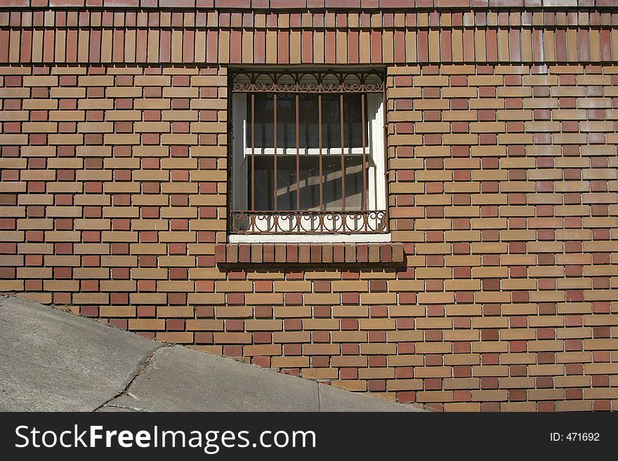 A low brick window on a very steep hill in San Francisco