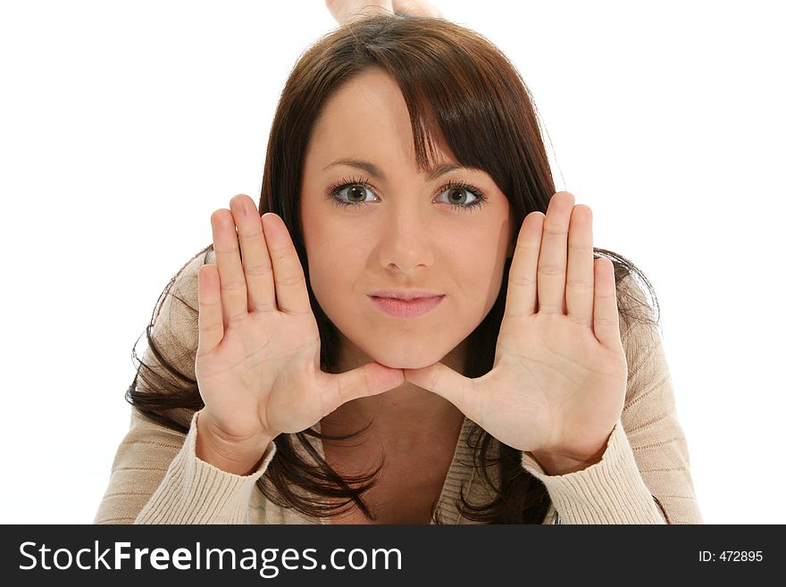 Beautiful Young Woman Framing Face