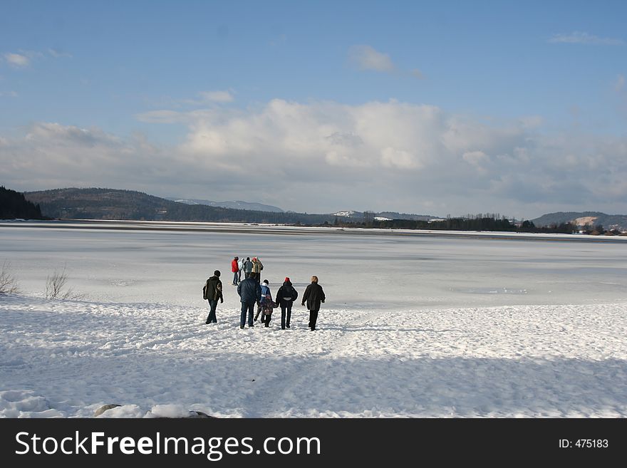 Big family visit ice lake. Big family visit ice lake