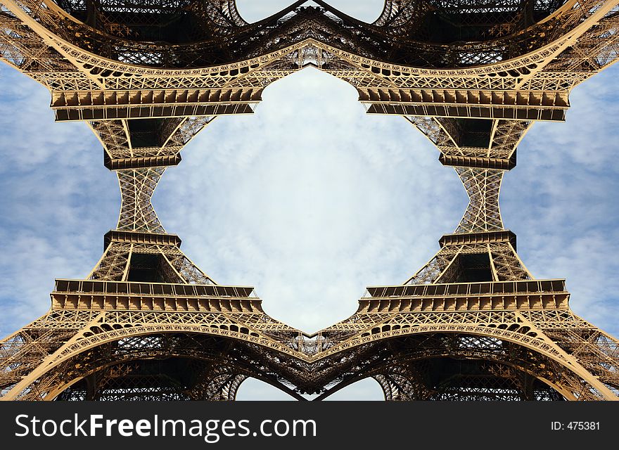 A pattern made from image of the eiffel tower, paris, france. A pattern made from image of the eiffel tower, paris, france