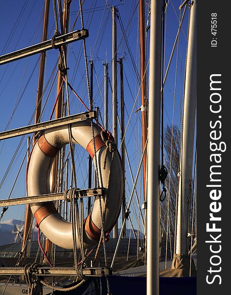 Buoy is linked to a string on the harbour of Geneva Nautic Society. Buoy is linked to a string on the harbour of Geneva Nautic Society