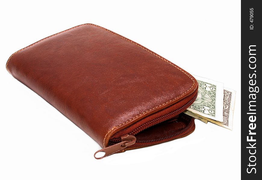 Leather wallet with money