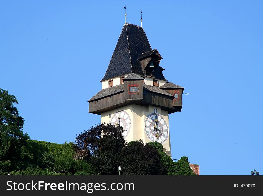 Digital photo of the famous clock-tower (uhrturm) in Graz, Austria. Digital photo of the famous clock-tower (uhrturm) in Graz, Austria.