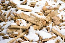 Wooden Planks And Snow Stock Images