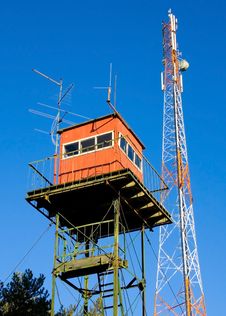Look-out Station And Communications Tower Royalty Free Stock Photos