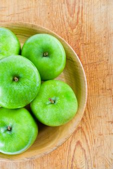 Green Apples In A Bowl Stock Photo