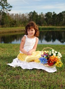 Girl With Flowers Stock Images