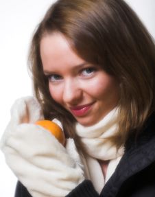 Model Posing In Winter Clothes. Royalty Free Stock Photography