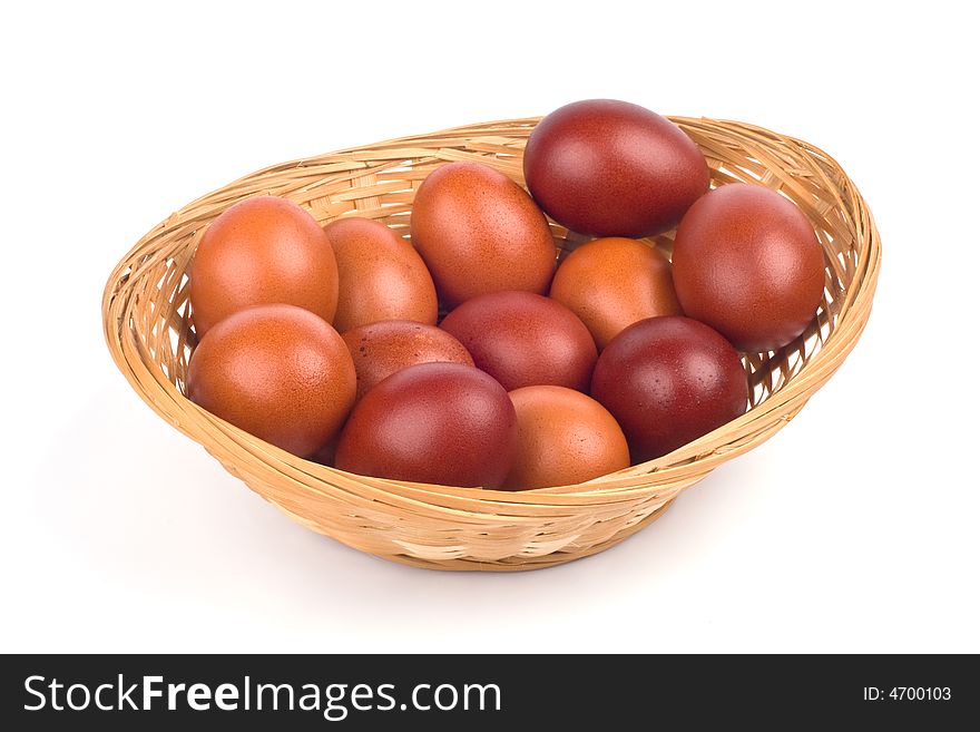 Brown Easter eggs in a basket