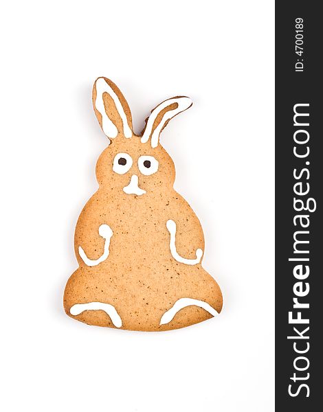 Gingerbread cookie - bunny- on a white