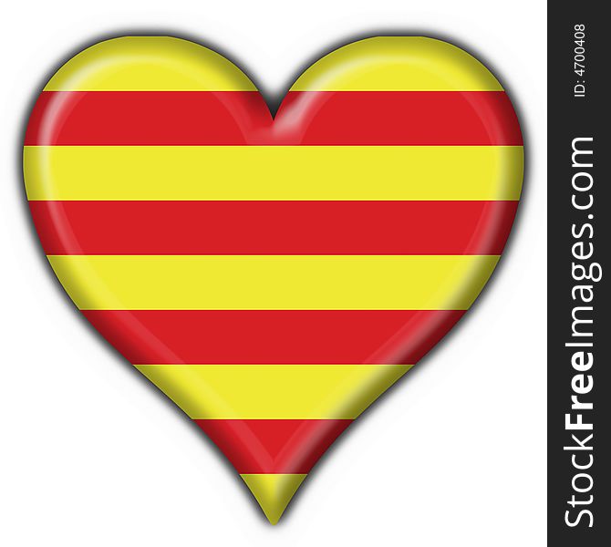 Catalonia button flag heart