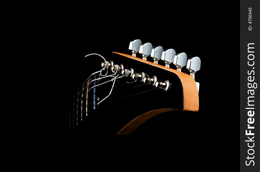 Isolated guitar neck with head. Isolated guitar neck with head