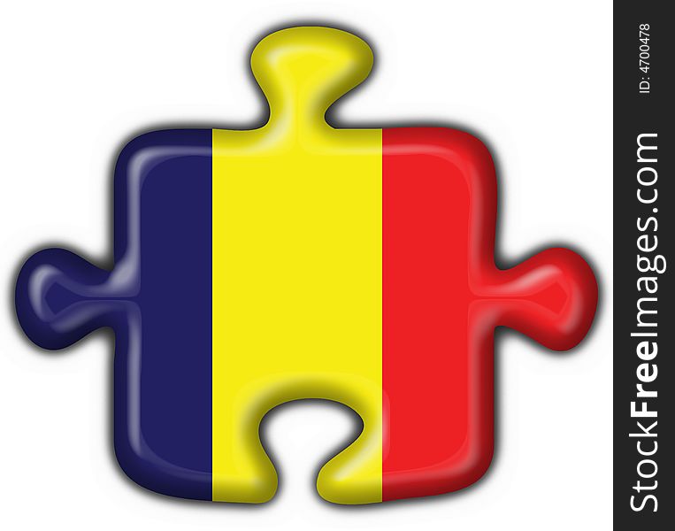 Chad button flag puzzle shape