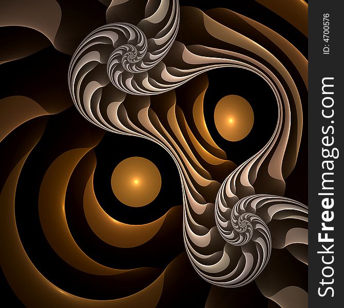 Abstract fractal image resembling folding spirals