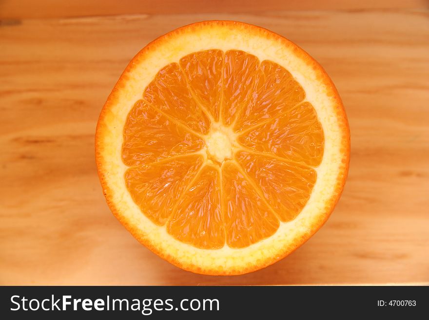 The inside of an orange