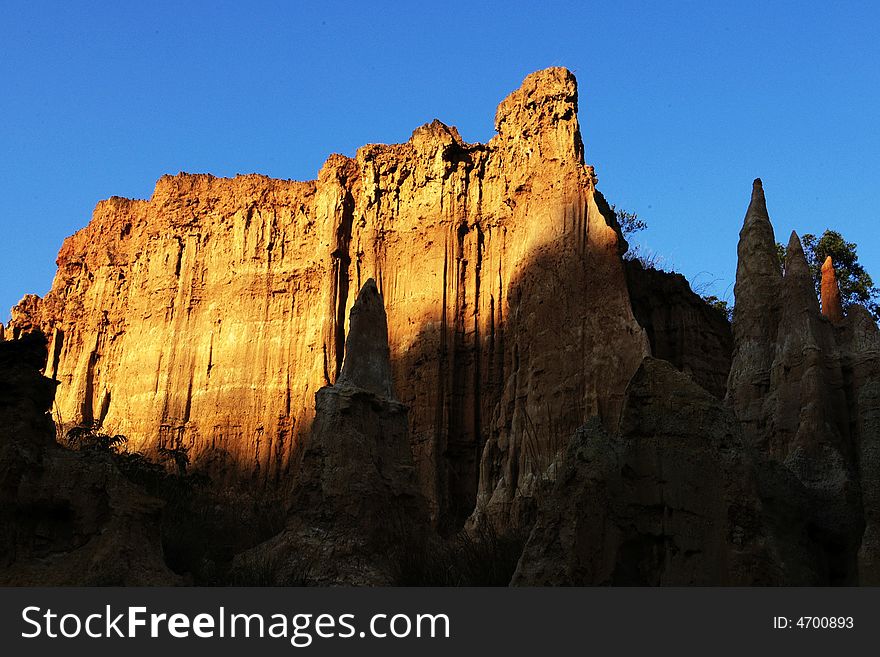 The mystical forest of earth pillars is situated in YuanMou town,Yunnan province,China. The mystical forest of earth pillars is situated in YuanMou town,Yunnan province,China.