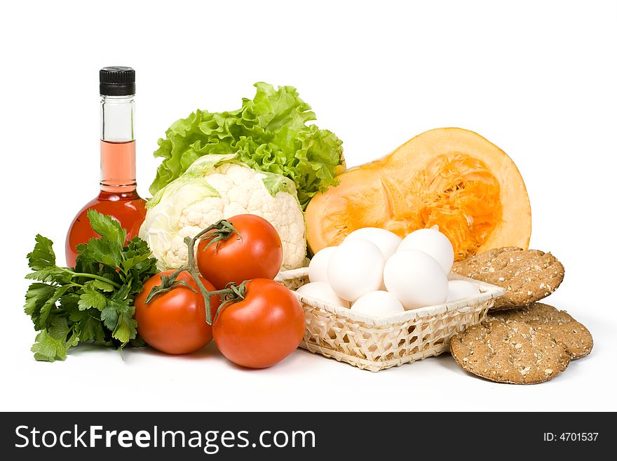 Still-life with vegetables isolated on a white background. Clipping path included. Still-life with vegetables isolated on a white background. Clipping path included.