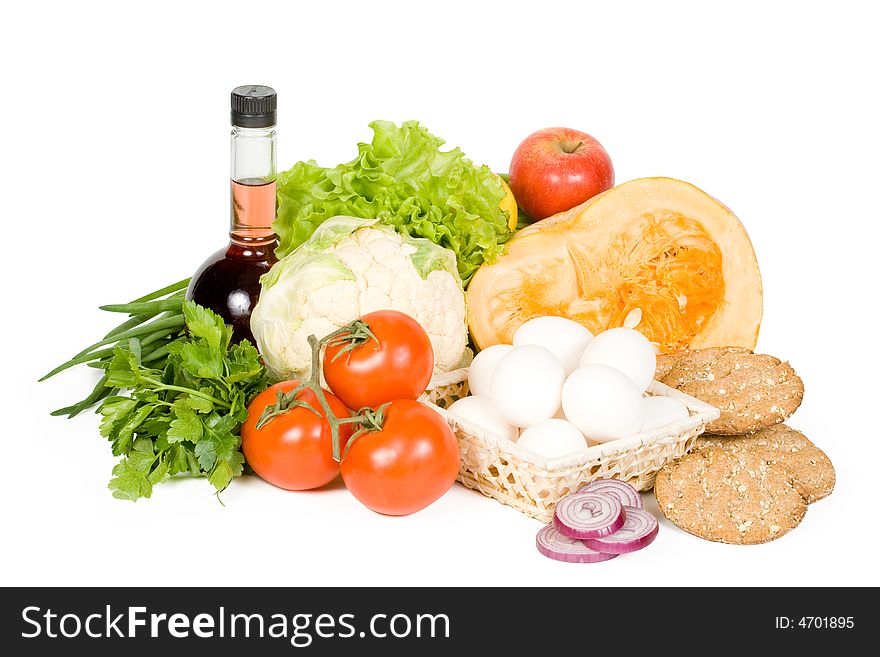 Still-life with vegetables isolated on a white background. Clipping path included. Still-life with vegetables isolated on a white background. Clipping path included.
