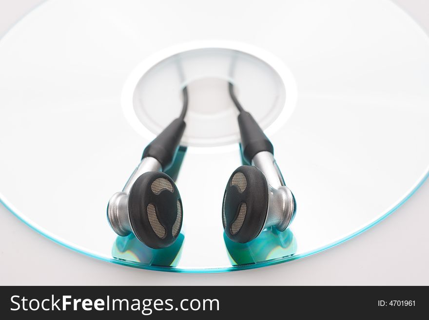 Earphones And Cd Isolated