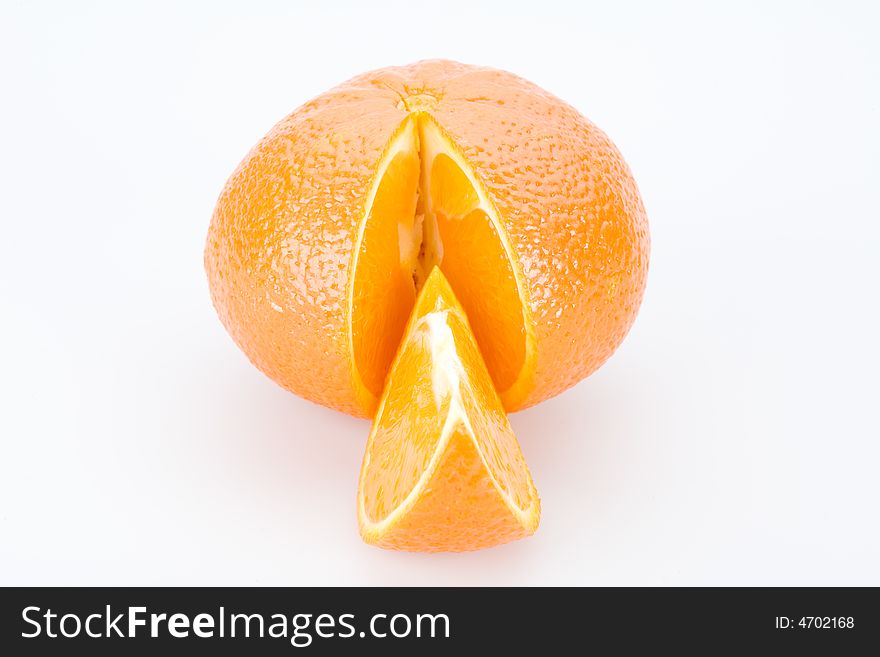 Sliced of orange, isolated on white