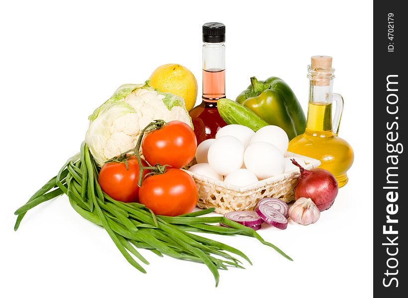 Still-life with vegetables isolated on a white background. Clipping path included. Still-life with vegetables isolated on a white background. Clipping path included.